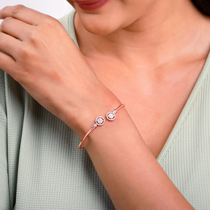 Rose Gold Circle Bond Cuff Bracelet - Image 3