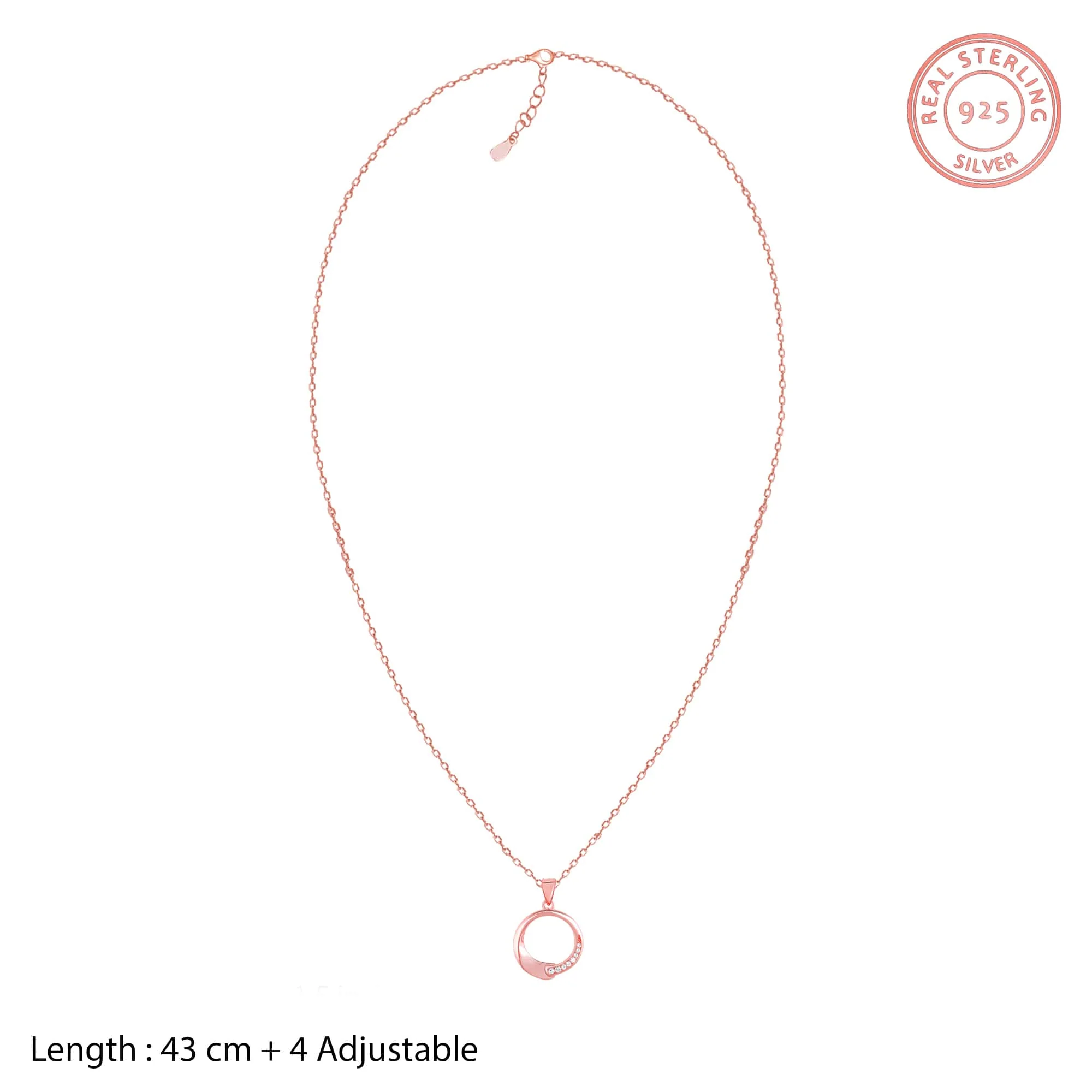 Rose Gold Circle of Love Pendant with Link Chain - Image 5