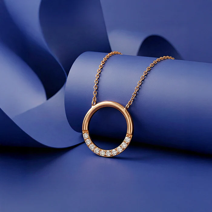 Rose Gold Circle of Shine Necklace - Image 2
