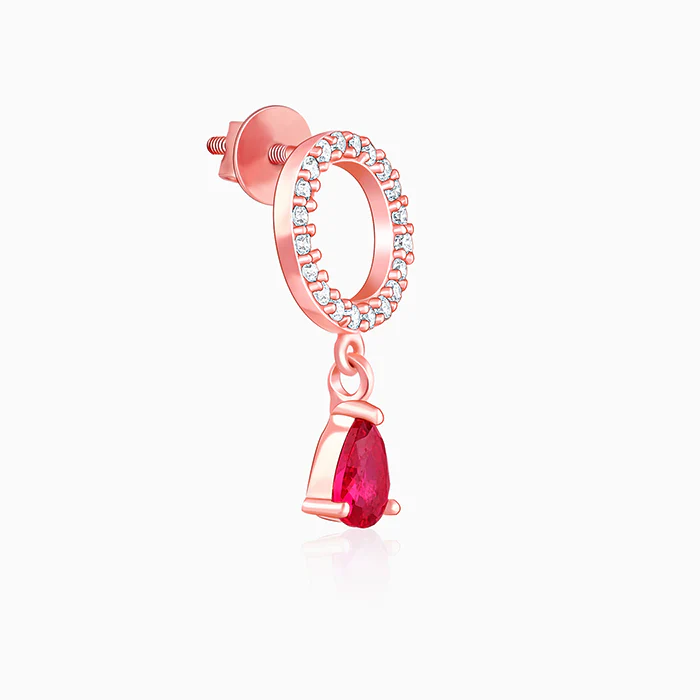 Rose Gold Circular Droplet Earrings - Image 4