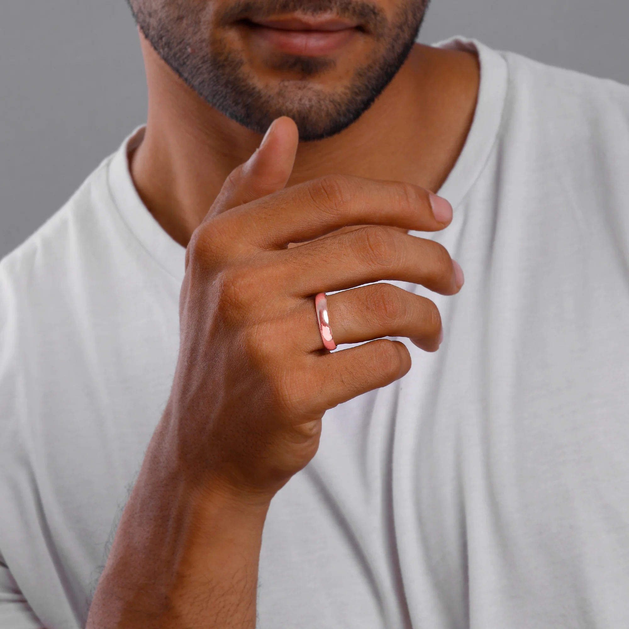 Rose Gold Classic Ring For Him - Image 3