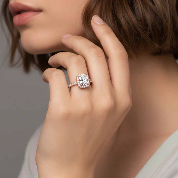 Rose Gold Classic Solitaire Ring - Image 4