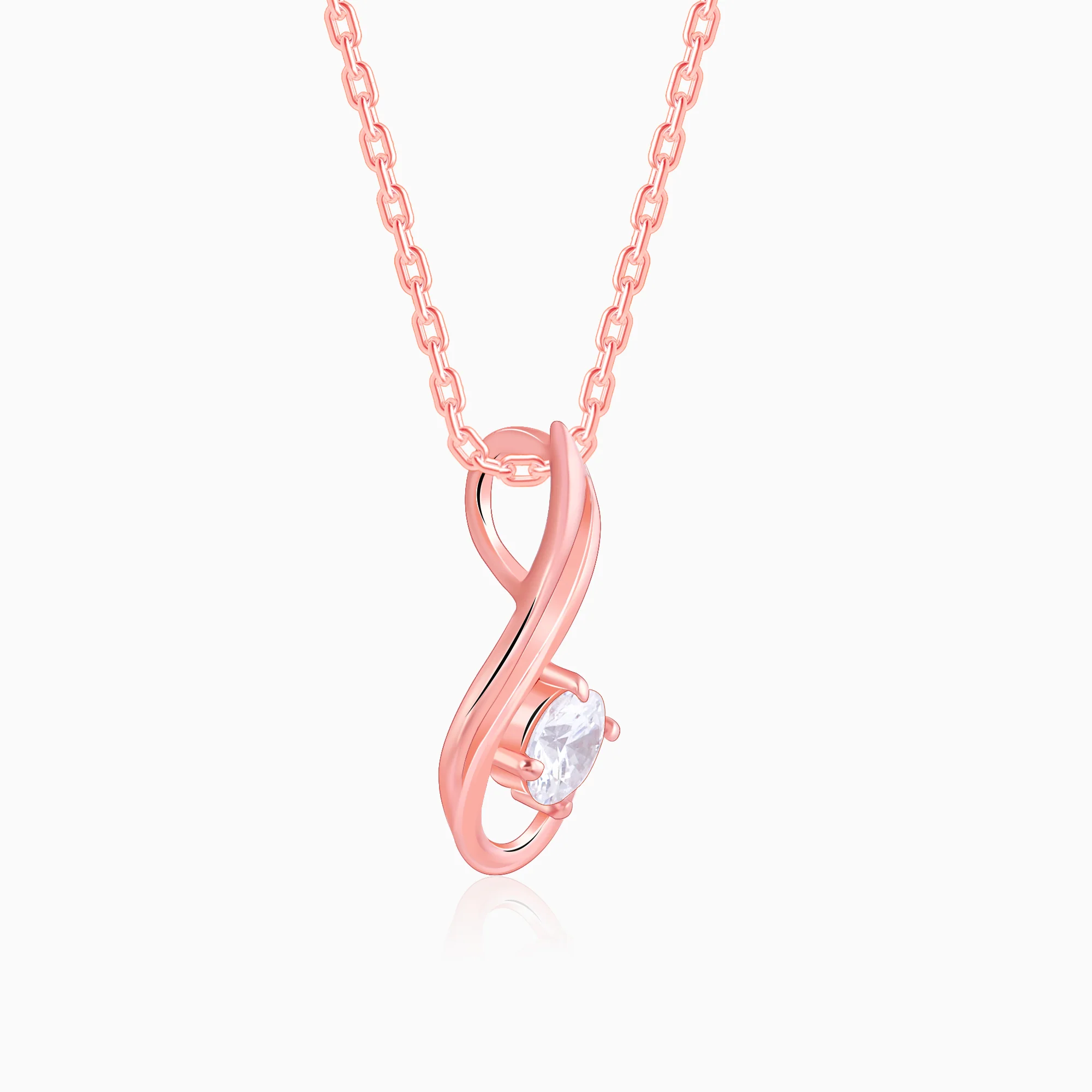 Rose Gold Classic Swirl Pendant With Link Chain - Image 4