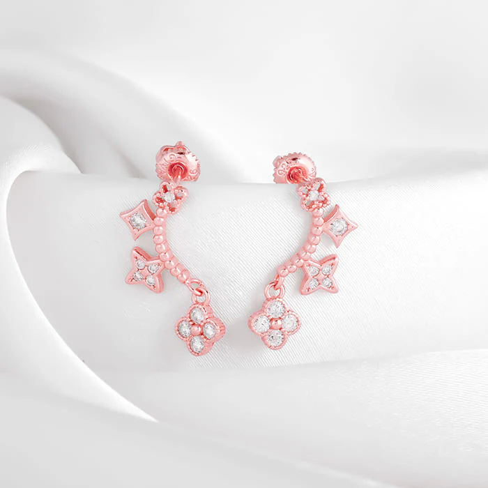 Rose Gold Charm Dangle Earrings - Image 2