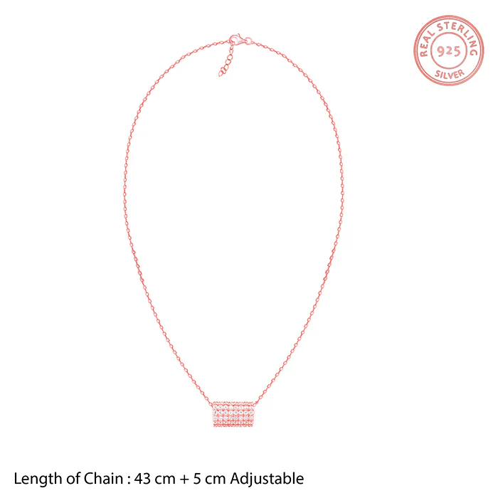 Rose Gold Sparkling Loop Pendant With Link Chain - Image 6