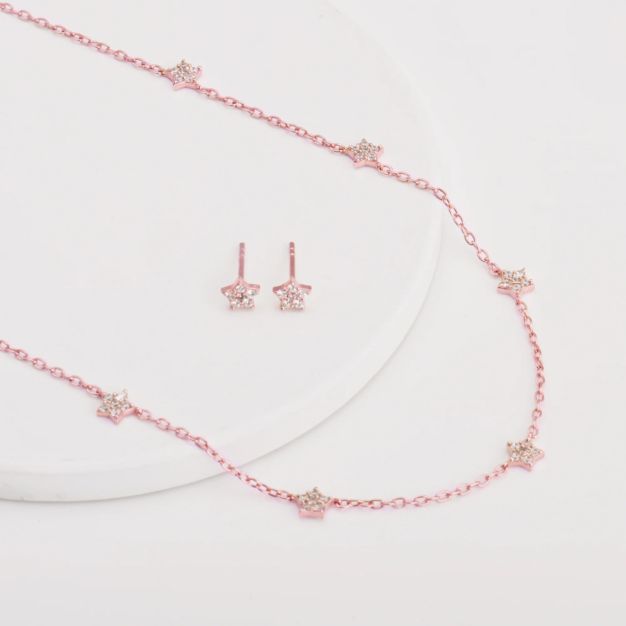 Rose Gold Star Constellation Necklace & Earrings Set - Image 2