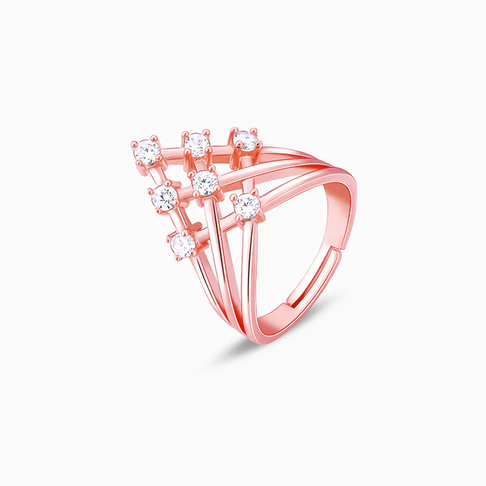 Rose Gold Criss Cross Vanki Ring - Image 4