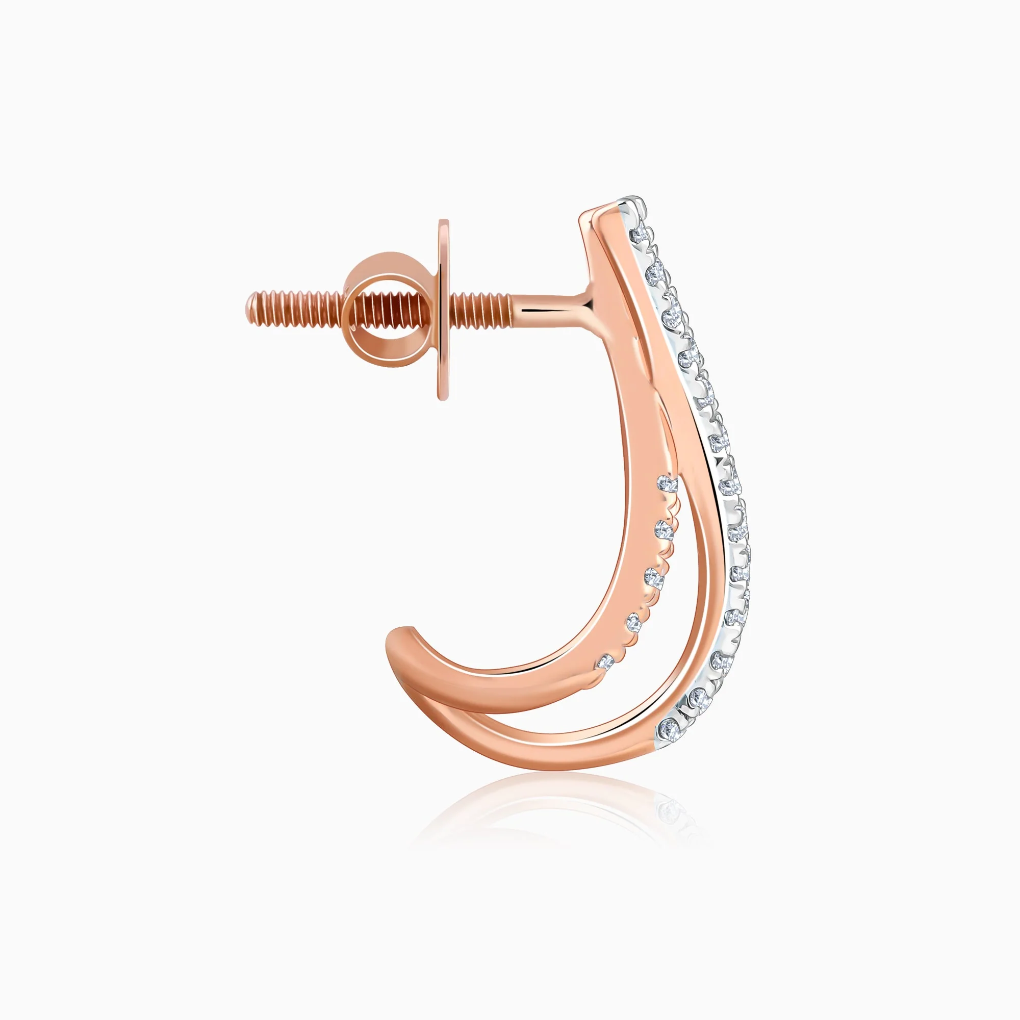 Rose Gold Cross Lab Grown Diamond J Hoop Earrings - Image 4