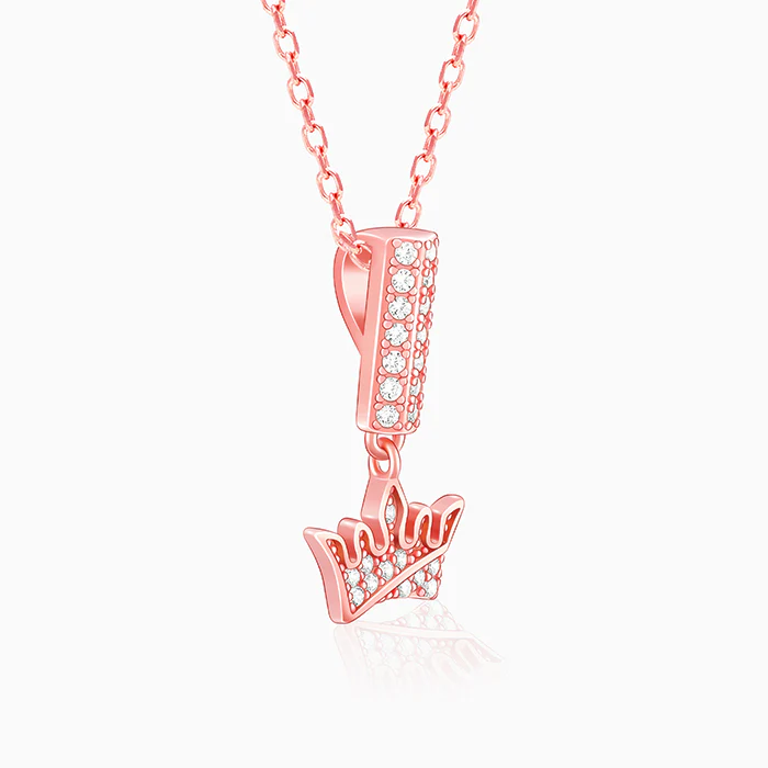 Rose Gold Crown Pendant with Link Chain - Image 4