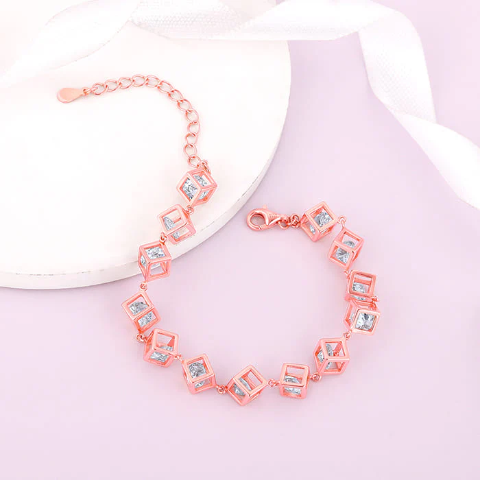 Rose Gold Cubic Crystal Bracelet - Image 2