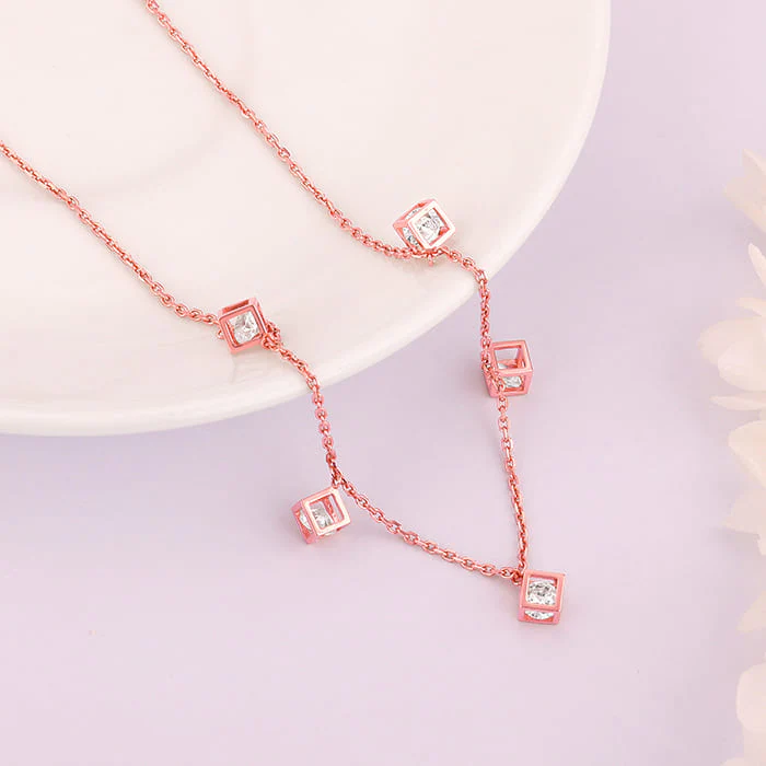Rose Gold Cubic Crystal Necklace - Image 2