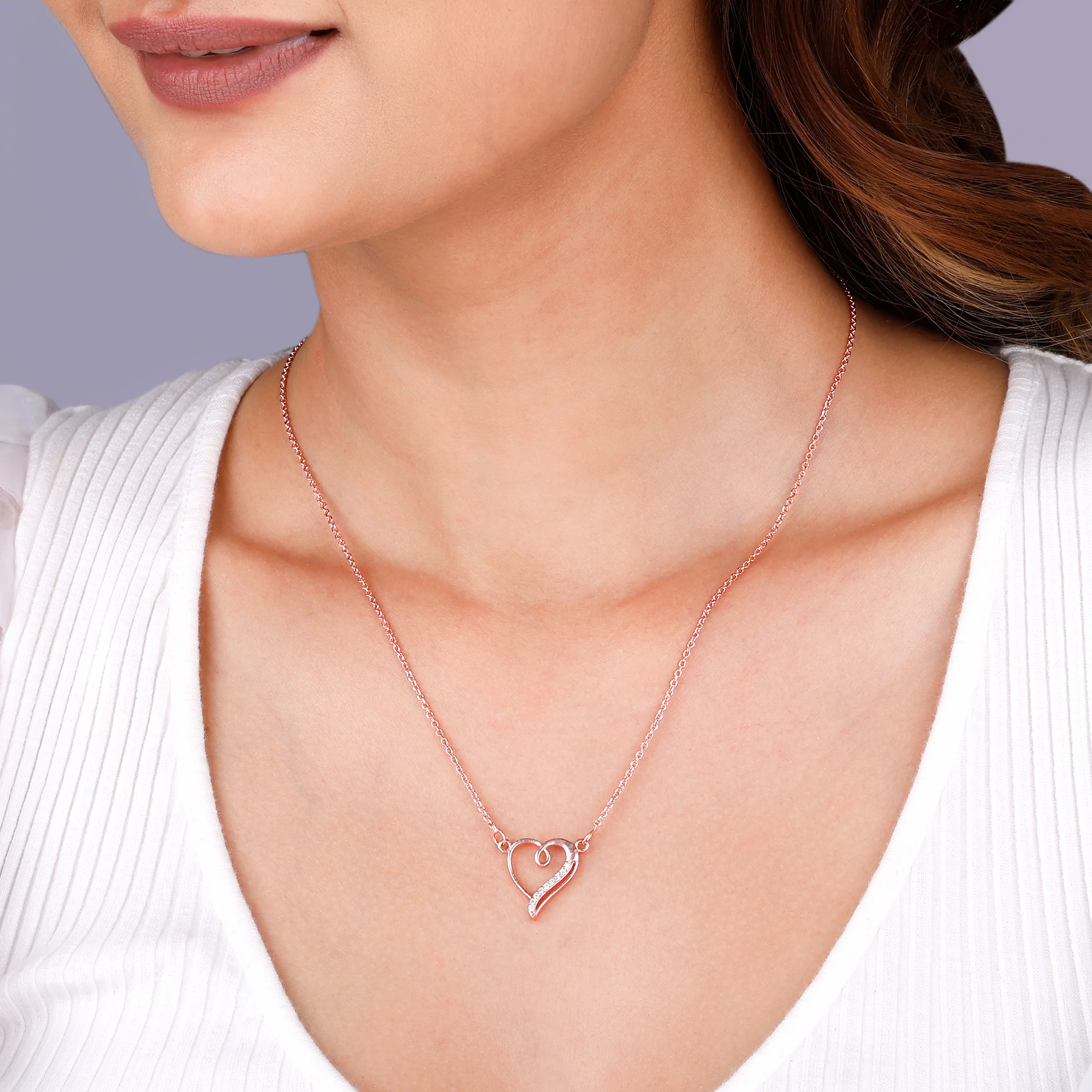 Rose Gold Curl Heart Necklace - Image 3