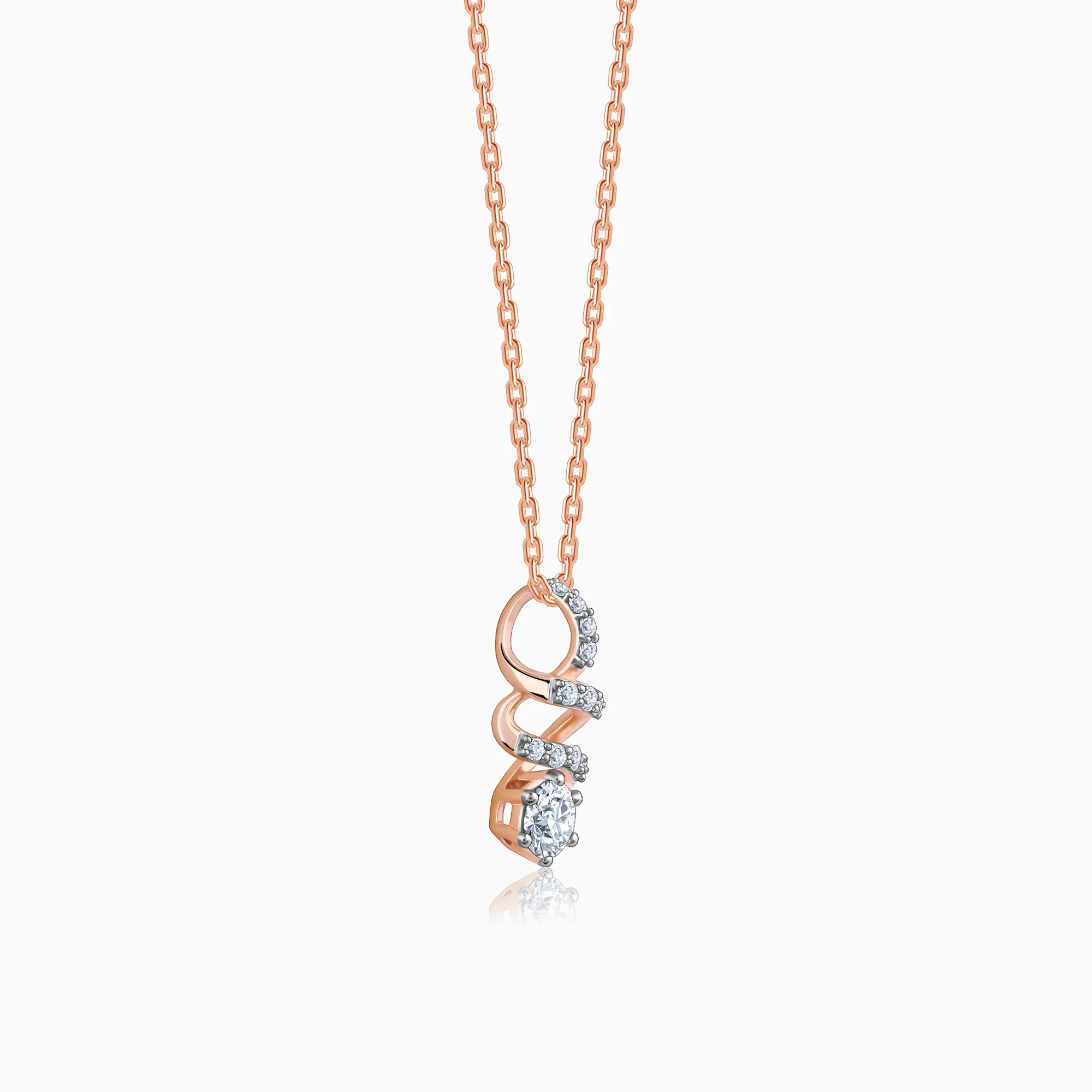 Rose Gold Curlicue Diamond Pendant - Image 4