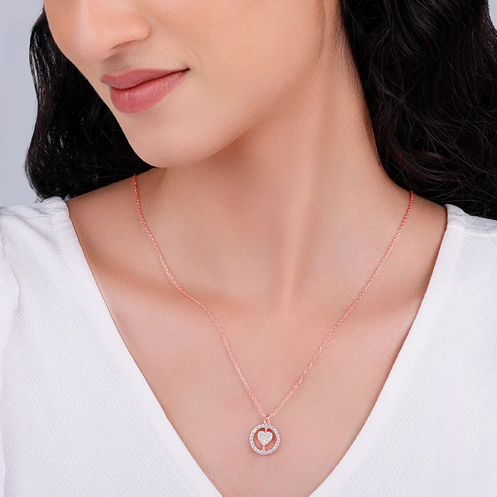 Rose Gold Custom Endless Love Pendant With  Link Chain - Image 5