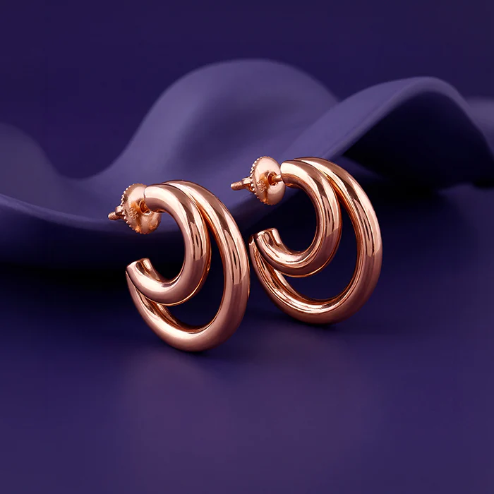 Rose Gold Cute Cresent Hoop Earrings - Image 2