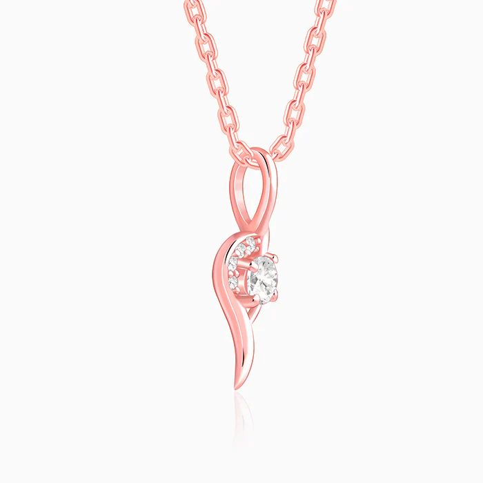 Rose Gold Cute Swirl Pendant With Link Chain - Image 4
