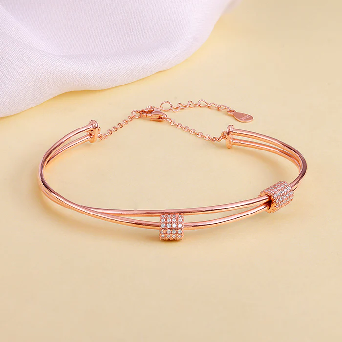 Rose Gold Cylinder Bracelet - Image 2