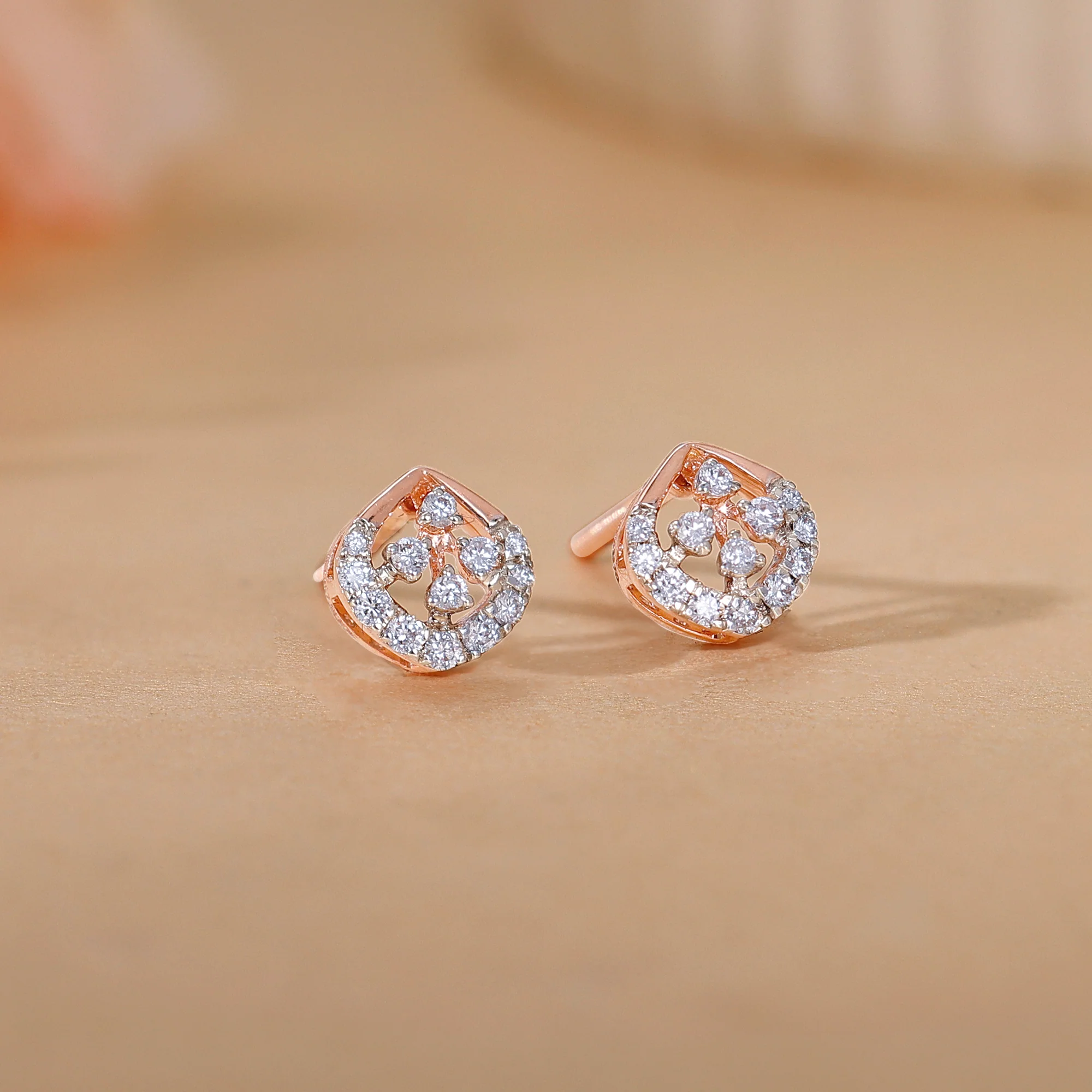 Rose Gold Dazzle Duo Lab Grown Diamond Earrings - Image 2