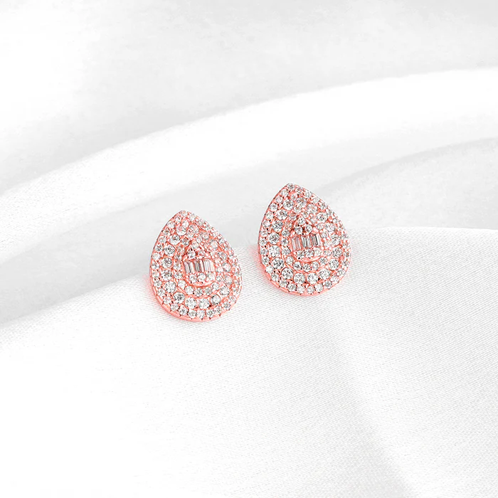Rose Gold Dazzling Drop Earrings - Image 2