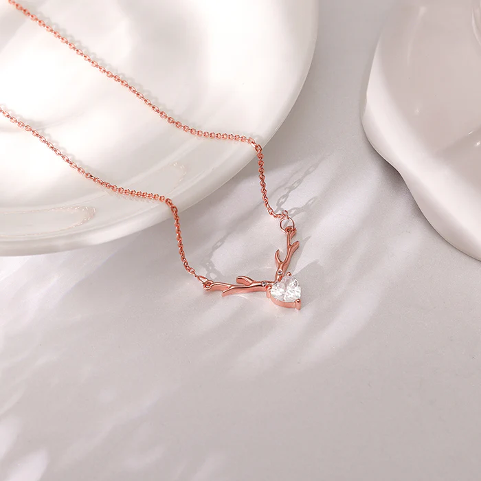 Rose Gold Deer Heart Necklace - Image 2