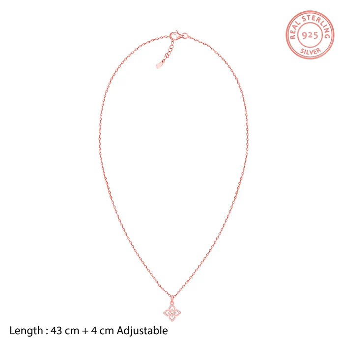 Rose Gold Double Rosette Pendant with Link Chain - Image 5