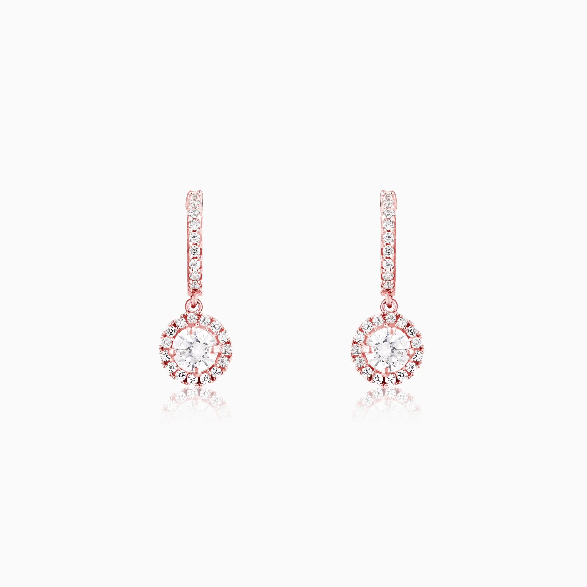 Rose Gold Zircon Drizzle Drop Earrings - Image 4