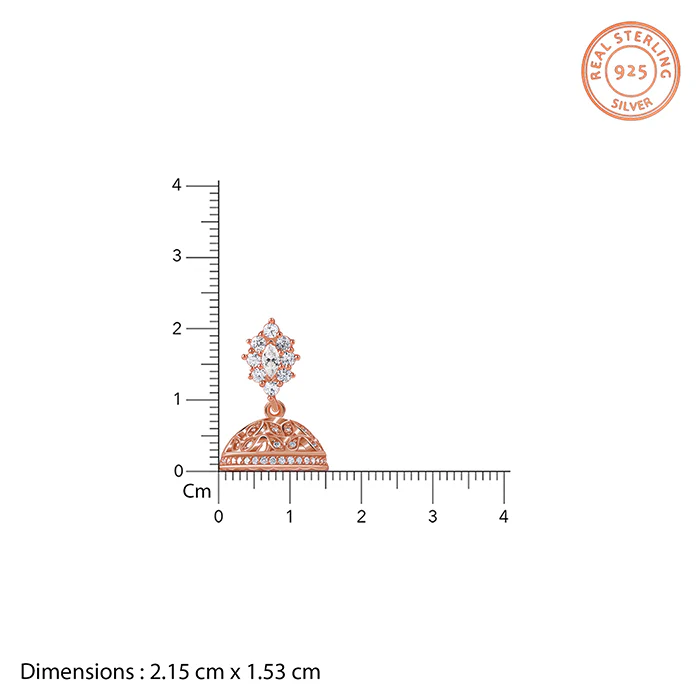 Rose Gold Dwarka Jhumki Earrings - Image 4