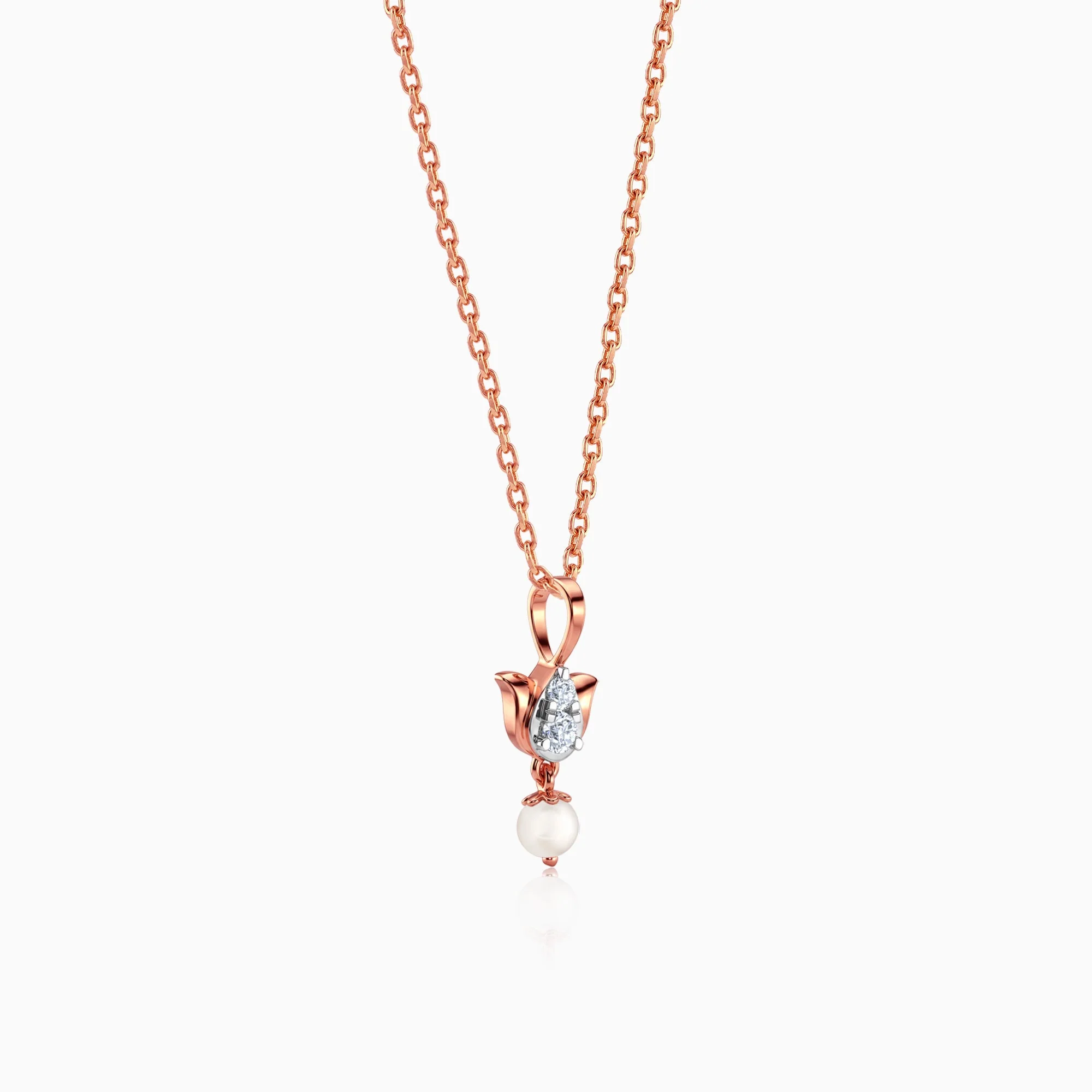Rose Gold Elara Lotus Lab Grown Diamond Pendant - Image 4
