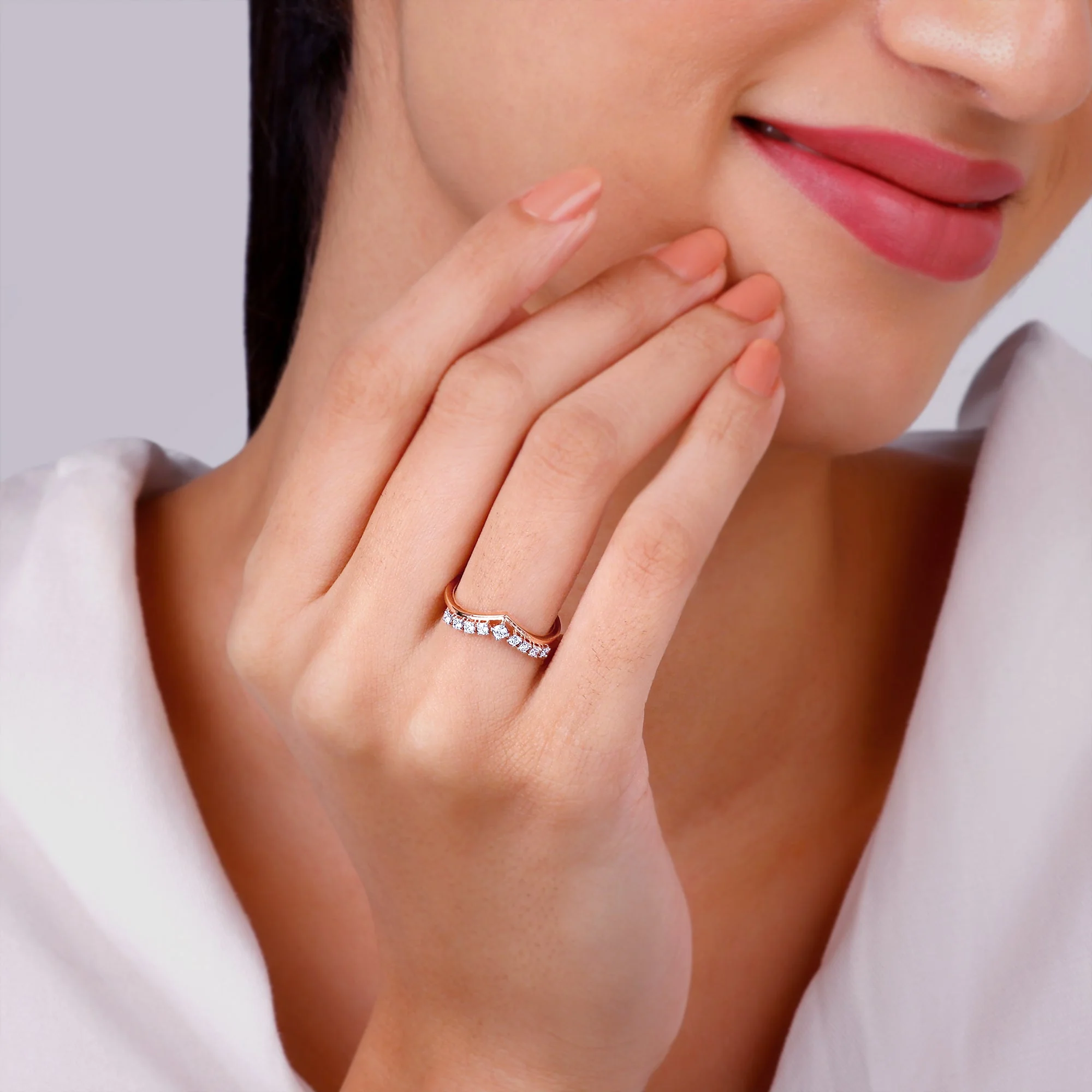 Rose Gold Elegant Pear Diamond Ring - Image 3