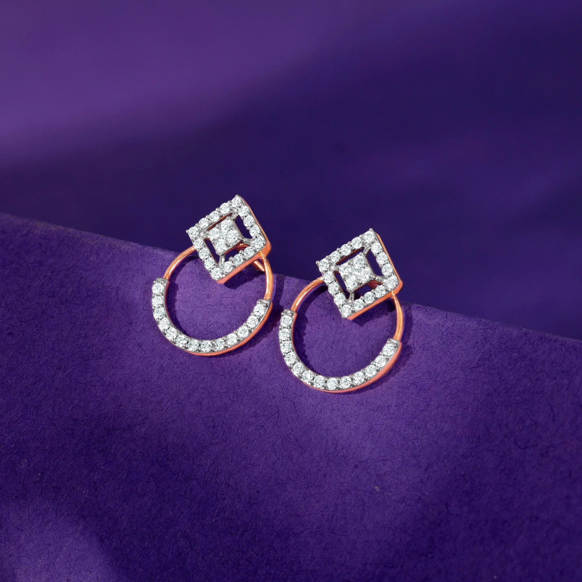 Rose Gold Emori Lab Grown Diamond Earrings - Image 2