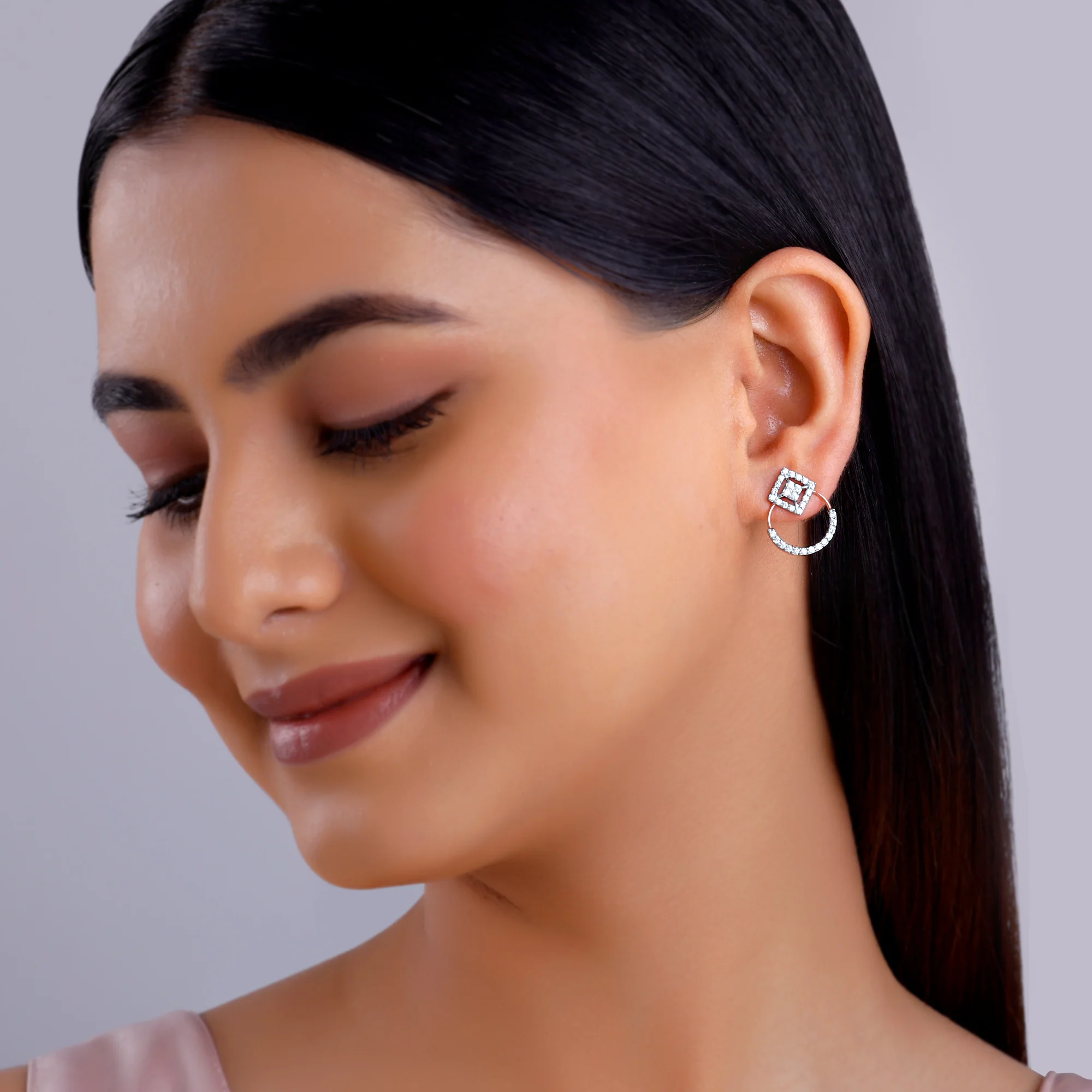 Rose Gold Emori Lab Grown Diamond Earrings - Image 3