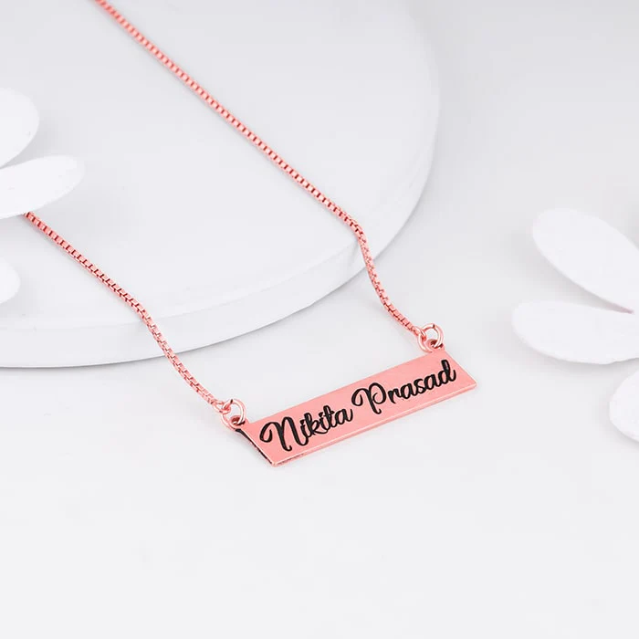 Rose Gold Engraved Pendant with Box Chain - Image 2