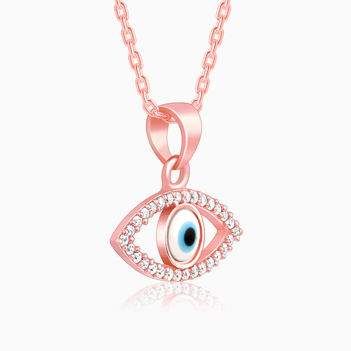 Rose Gold Evil Eye Pendant wiith Link Chain - Image 4