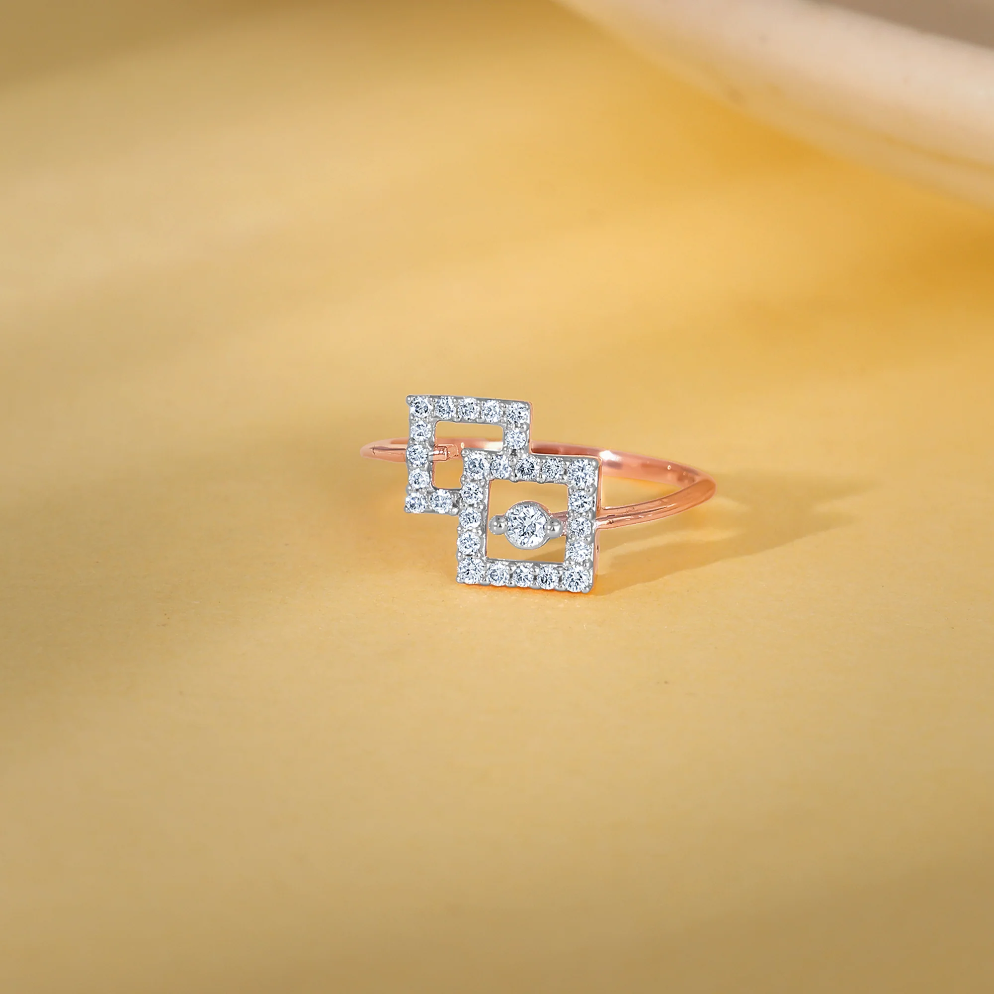 Rose Gold Fair and Square Lab Grown Diamond Ring - Image 2