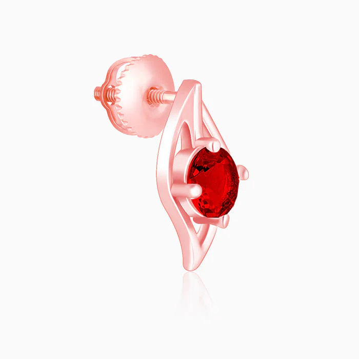 Rose Gold Falling Dew in Red Earrings - Image 4