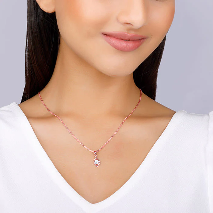 Rose Gold Falling Dew Pendant With Link Chain - Image 3