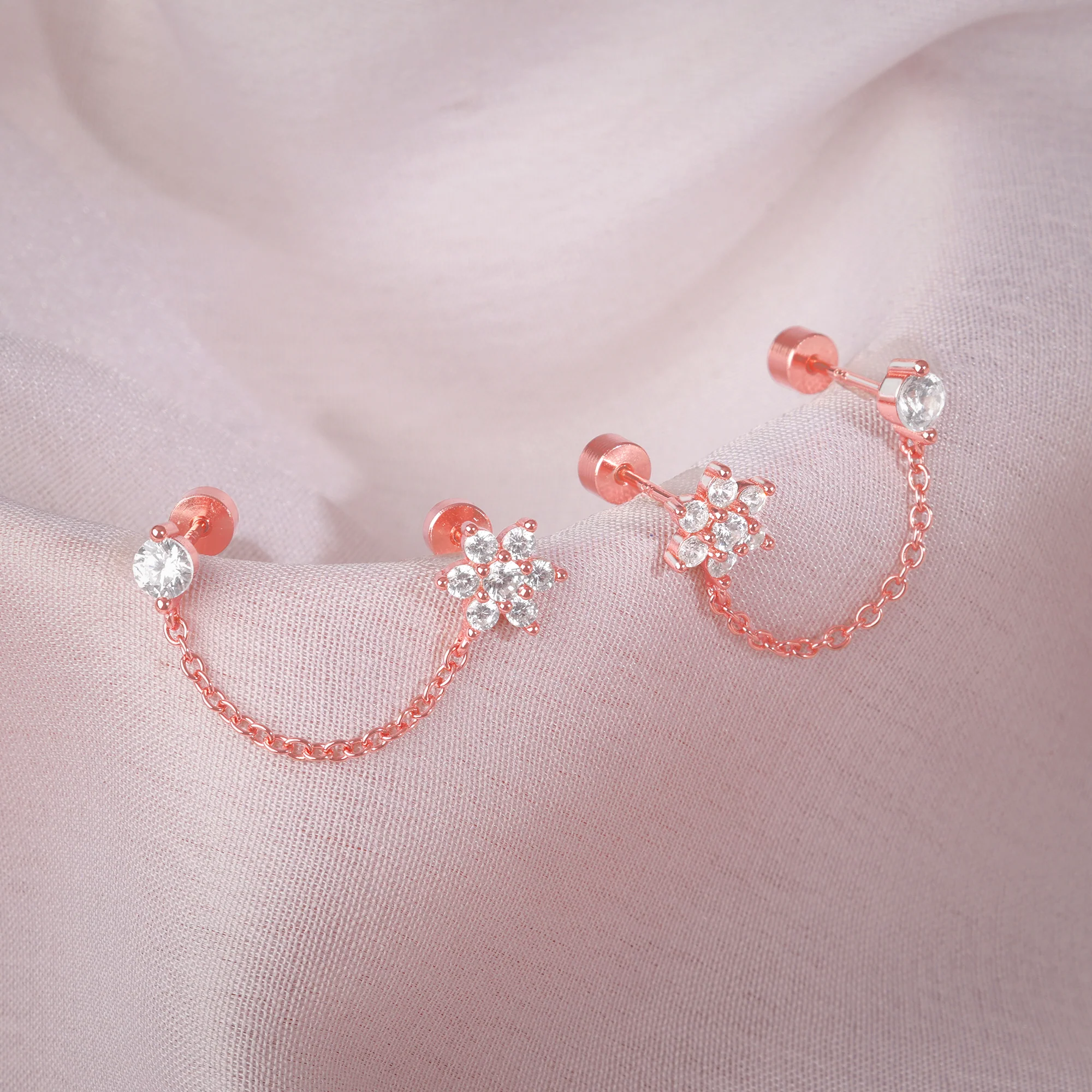 Rose Gold Fiona Ear Double Piercings - Image 2