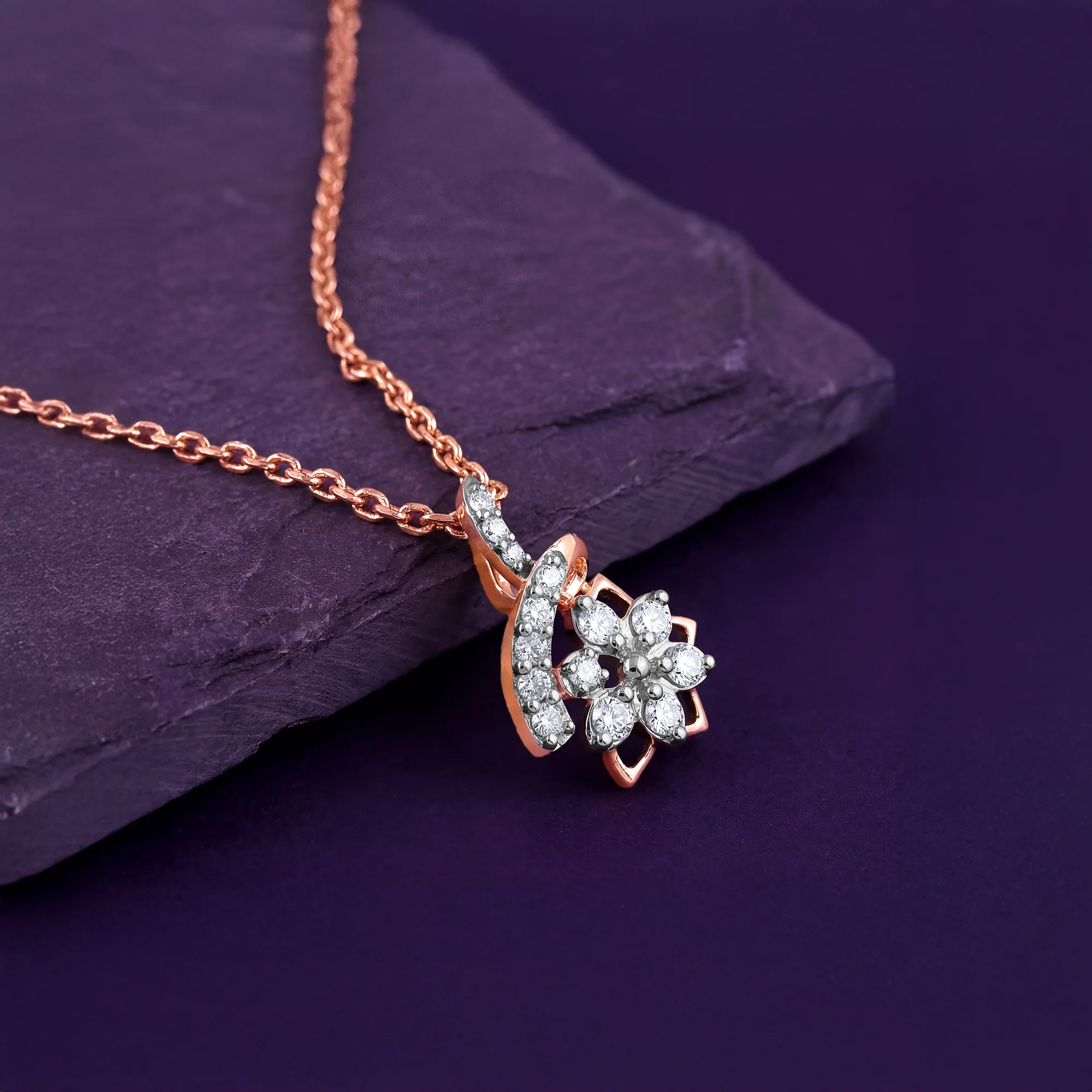 Rose Gold Flora Knot Lab Grown Diamond Pendant - Image 2