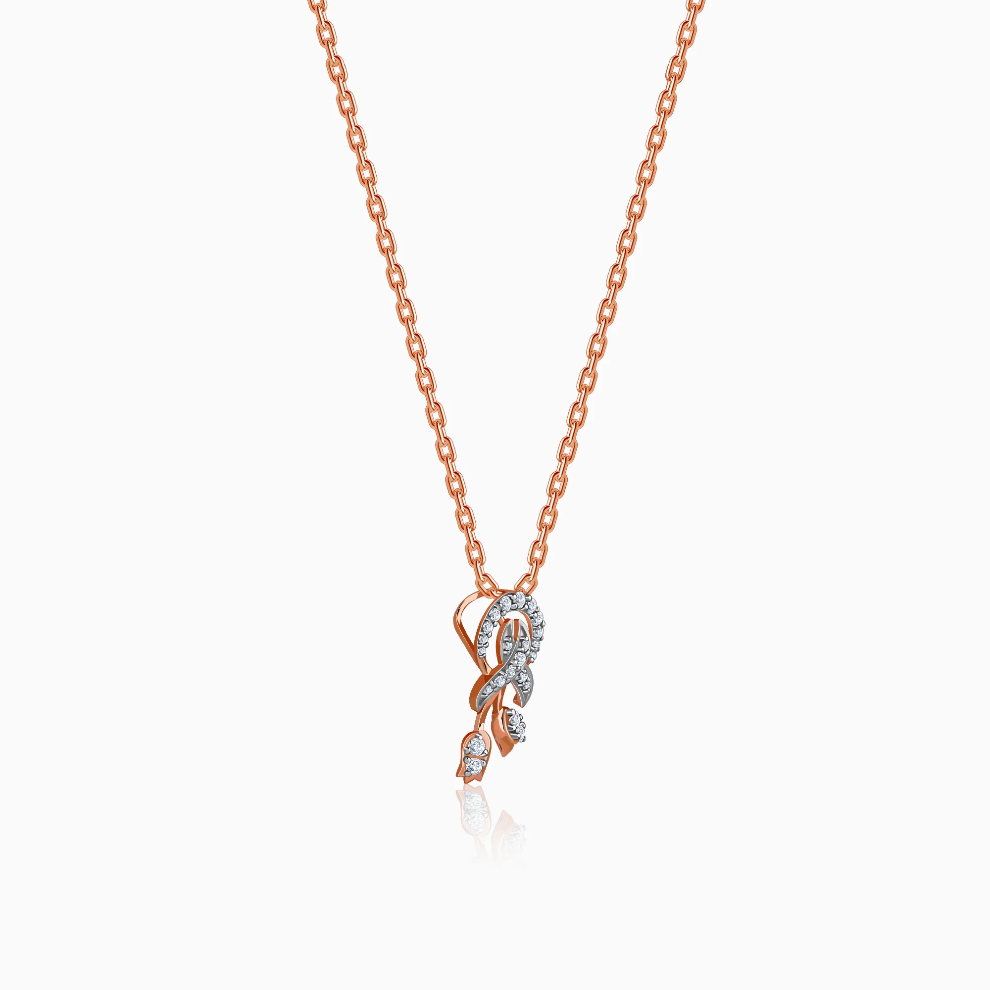 Rose Gold Floral Bond Lab Grown Diamond Pendant - Image 4