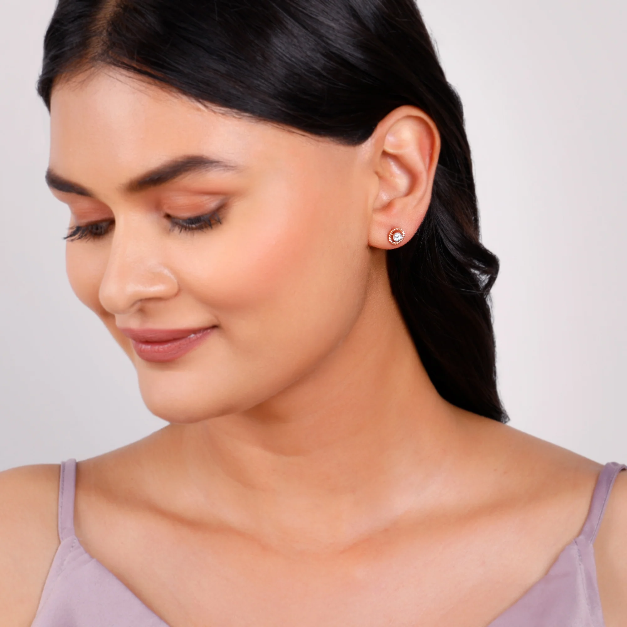 Rose Gold Floral Glam Lab Grown Diamond Earrings - Image 5