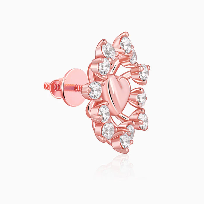 Rose Gold Floral Grace Heart Studs - Image 4