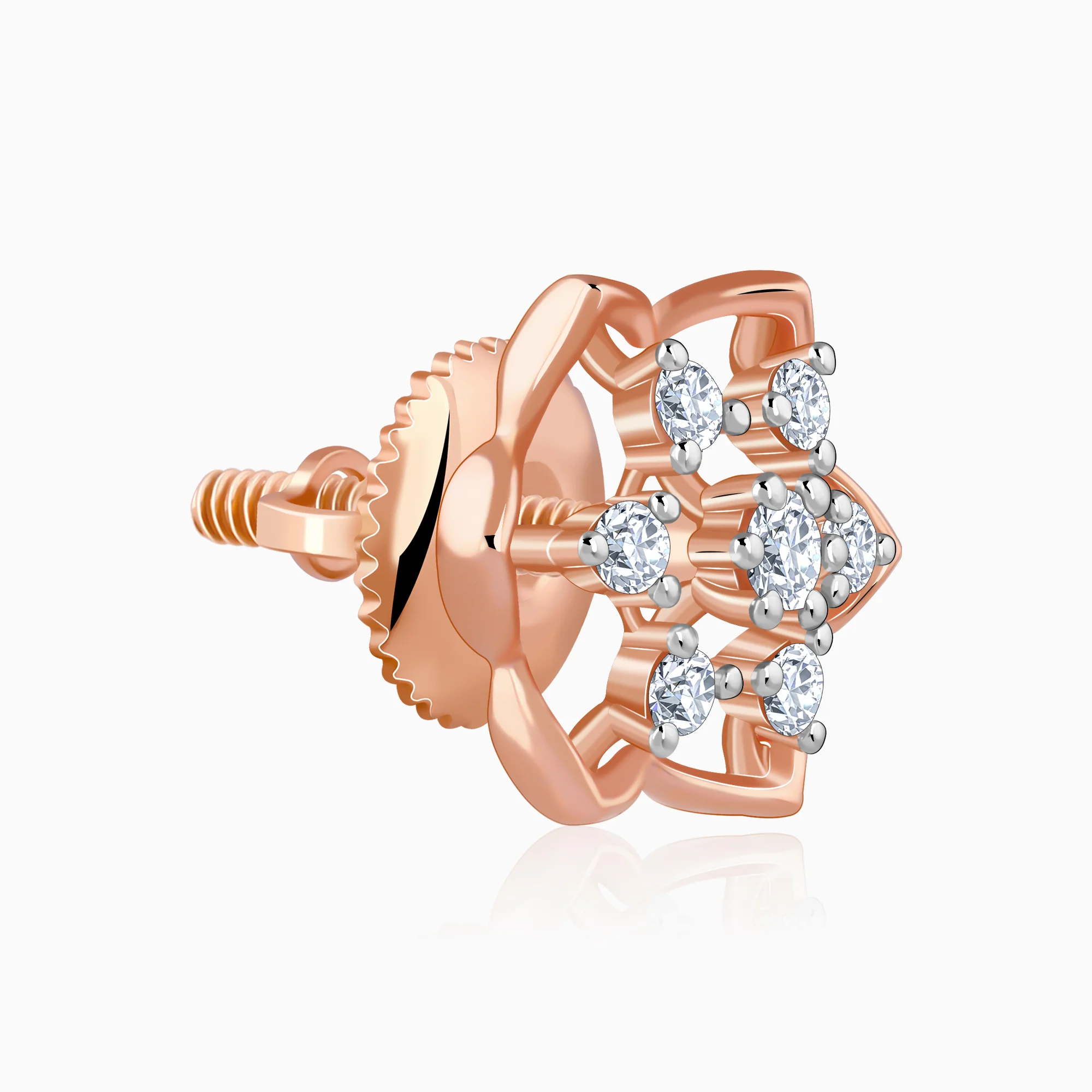 Rose Gold Floral Joy Lab Grown Diamond Studs - Image 4