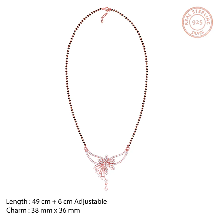 Rose Gold Floral Love Bond Mangalsutra Set - Image 3
