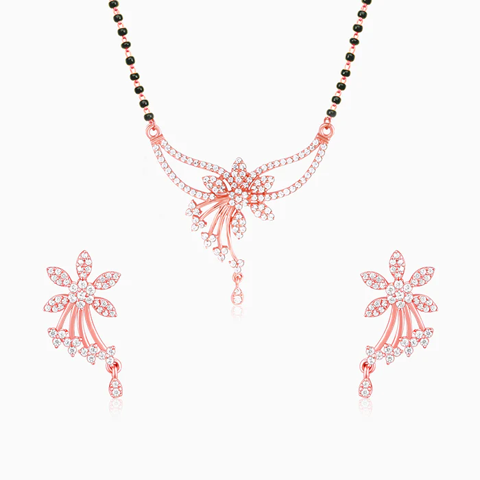Rose Gold Floral Love Bond Mangalsutra Set - Image 5