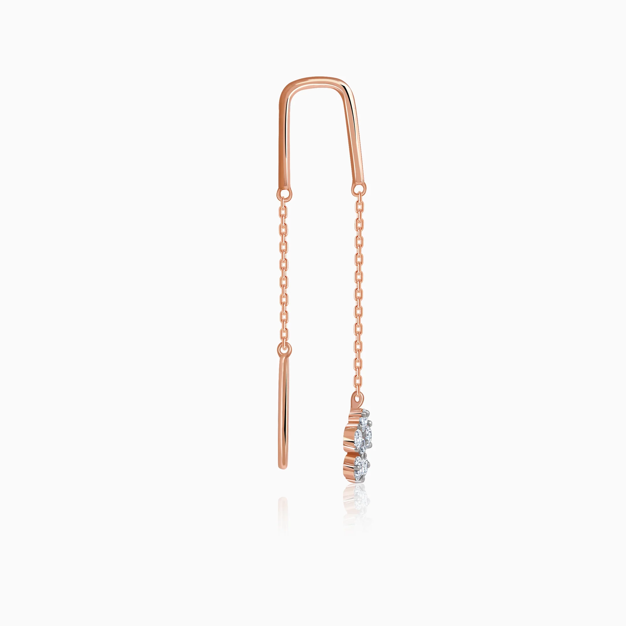 Rose Gold Floral Sui Dhaga Lab Grown Diamond Earrings - Image 5