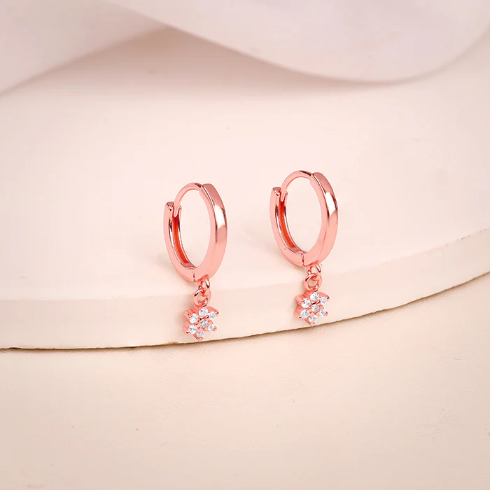 Rose Gold Flori Hoop Ear Piercings - Image 2
