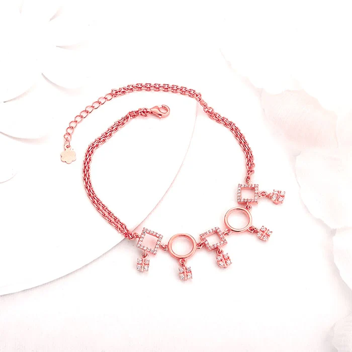 Rose Gold Geometric Anklet - Image 2