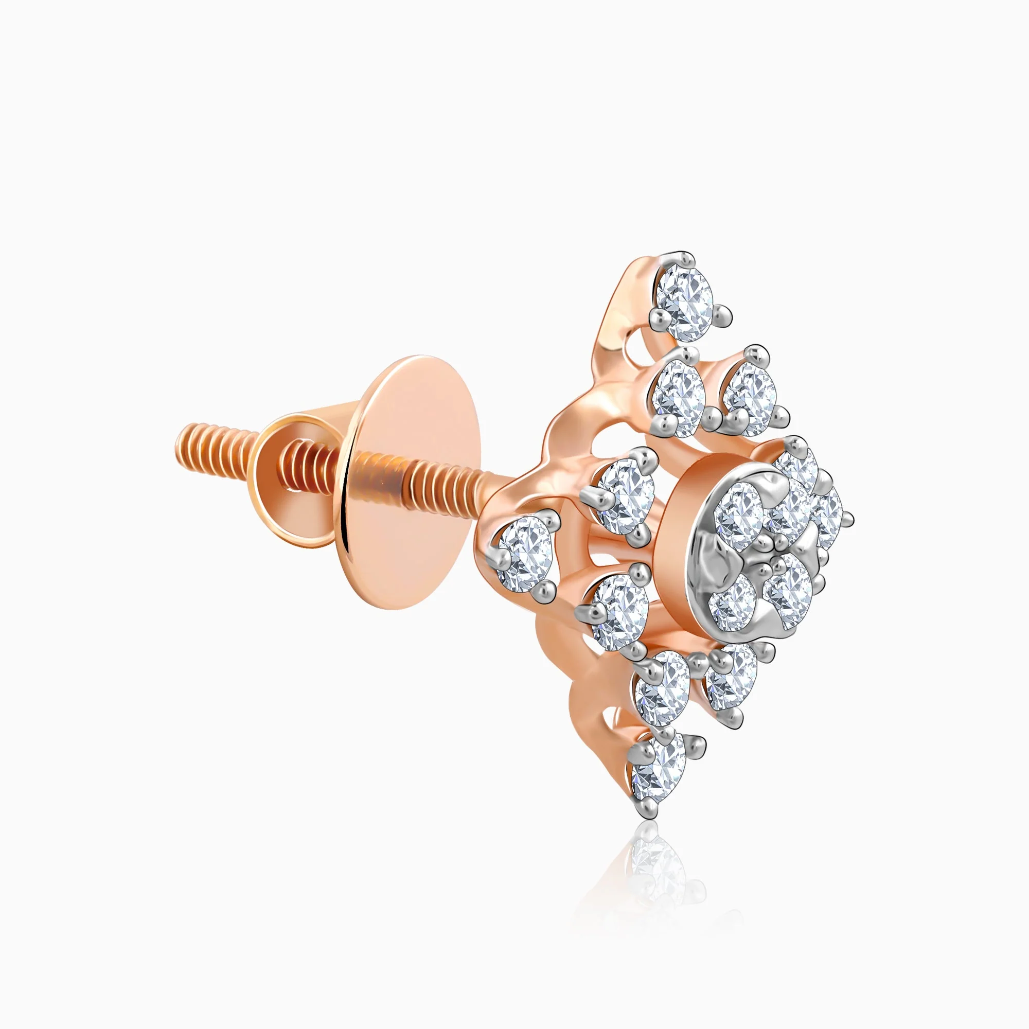 Rose Gold Geometric Square Diamond Earrings - Image 4