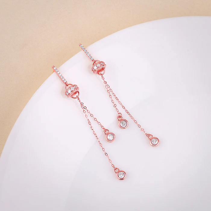 Rose Gold Glam Drop Earrings - Image 2