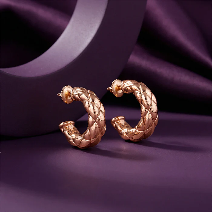 Rose Gold Gleam Knot Hoop Earrings - Image 2